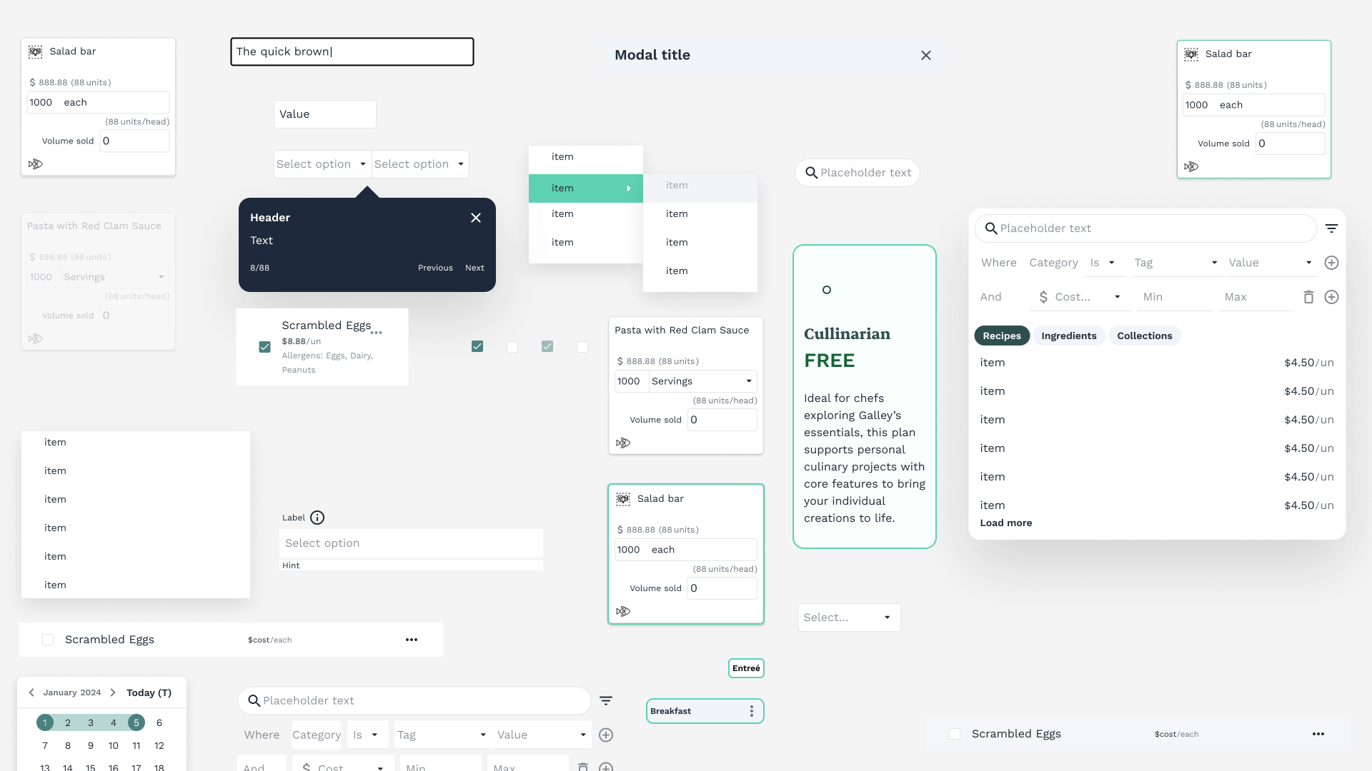 Menu Planner calendar interface with drag and drop functionality