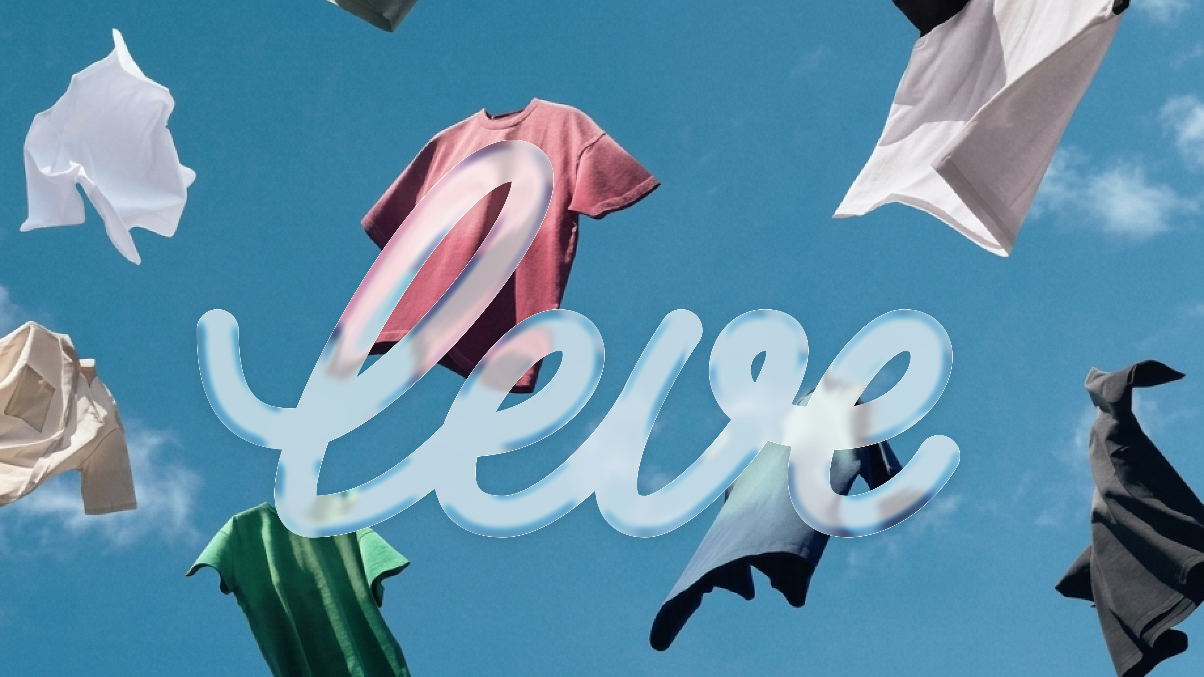 Leve — clothes floating in the sky with the Leve script logo